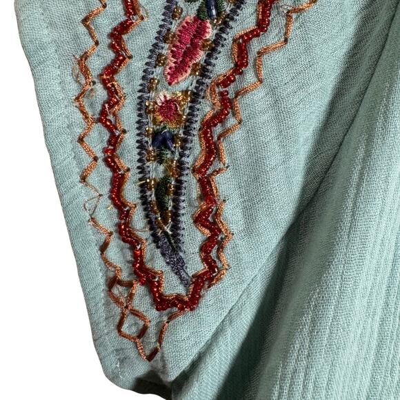 Soft Surroundings Belcaro Embroidered Tunic Petite XL Boho Top Teal - Picture 5 of 6